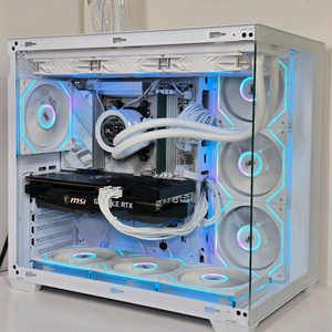 (새제품 반본체 화이트)9800X3D, B850M WIFI, 수랭쿨러, 방송게이밍컴퓨터본체 이미지