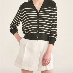 (새상품) 더캐시미어 울 스트라이프 브이넥 니트 가디건 이미지