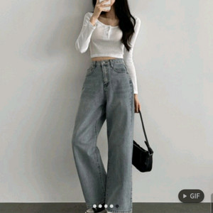 하이웨이스트 와이드 청바지/ 와이드팬츠/ 와이드 데님 이미지