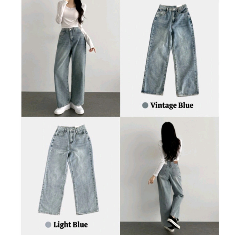 하이웨이스트 와이드 청바지/ 와이드팬츠/ 와이드 데님 이미지