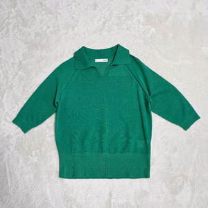 (55)여성 더엣지 비스코스 반팔 카라 니트 여름