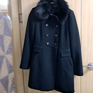 퍼 카라 더블브레스트 코트 이미지