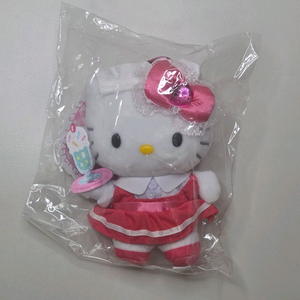 산리오 헬로키티 메이드 프릴 레드 인형 키링 이미지