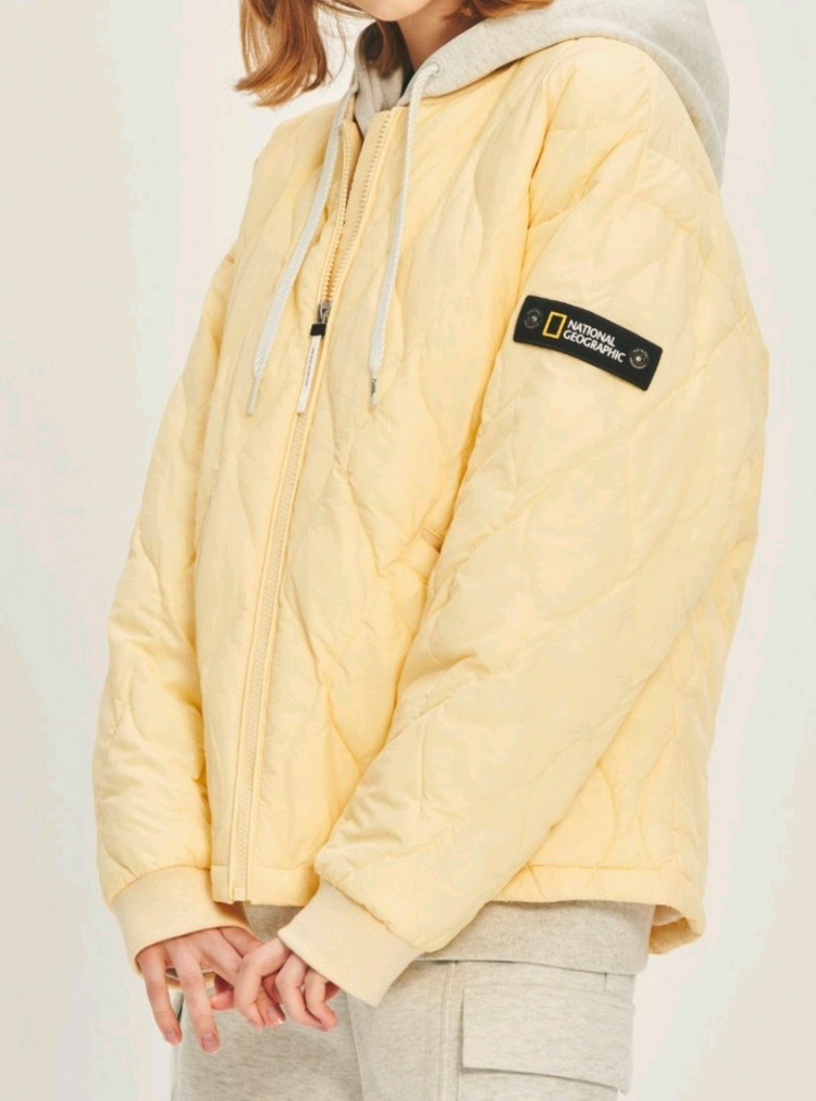내셔널지오그래픽 경량패딩 옐로우 새옷 이미지