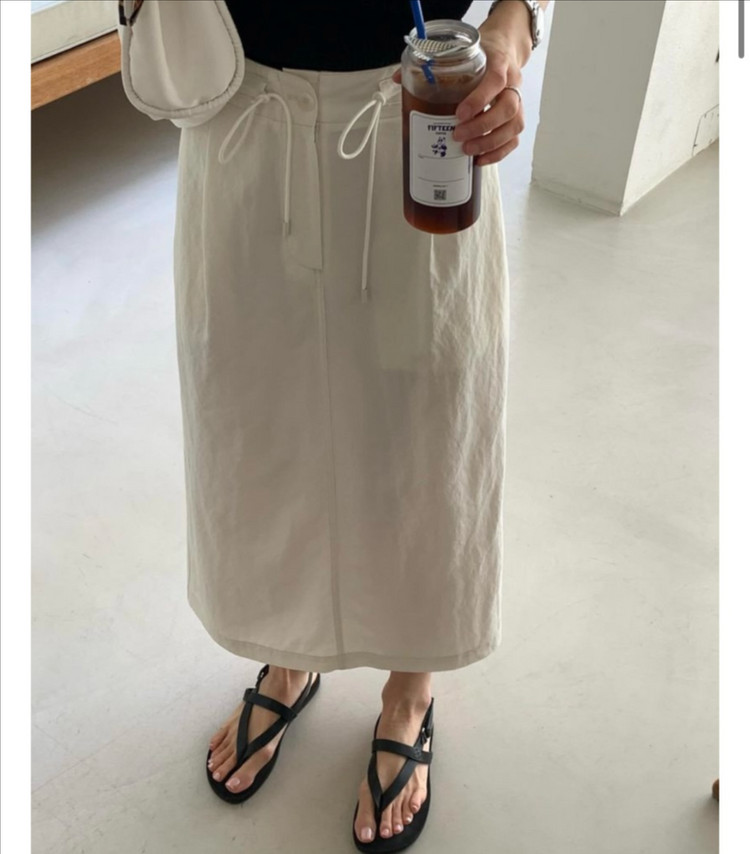 브런치 BR베키 스커트 스트링 H라인 롱치마 크림 이미지