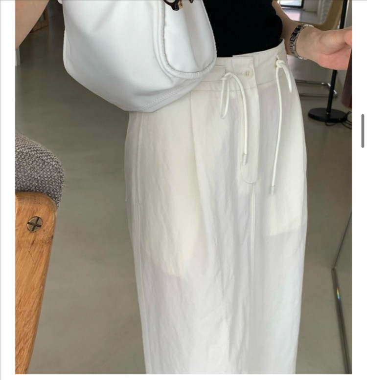 브런치 BR베키 스커트 스트링 H라인 롱치마 크림 이미지