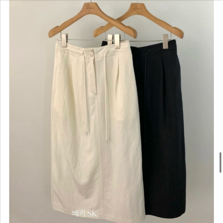 브런치 BR베키 스커트 스트링 H라인 롱치마 크림 이미지