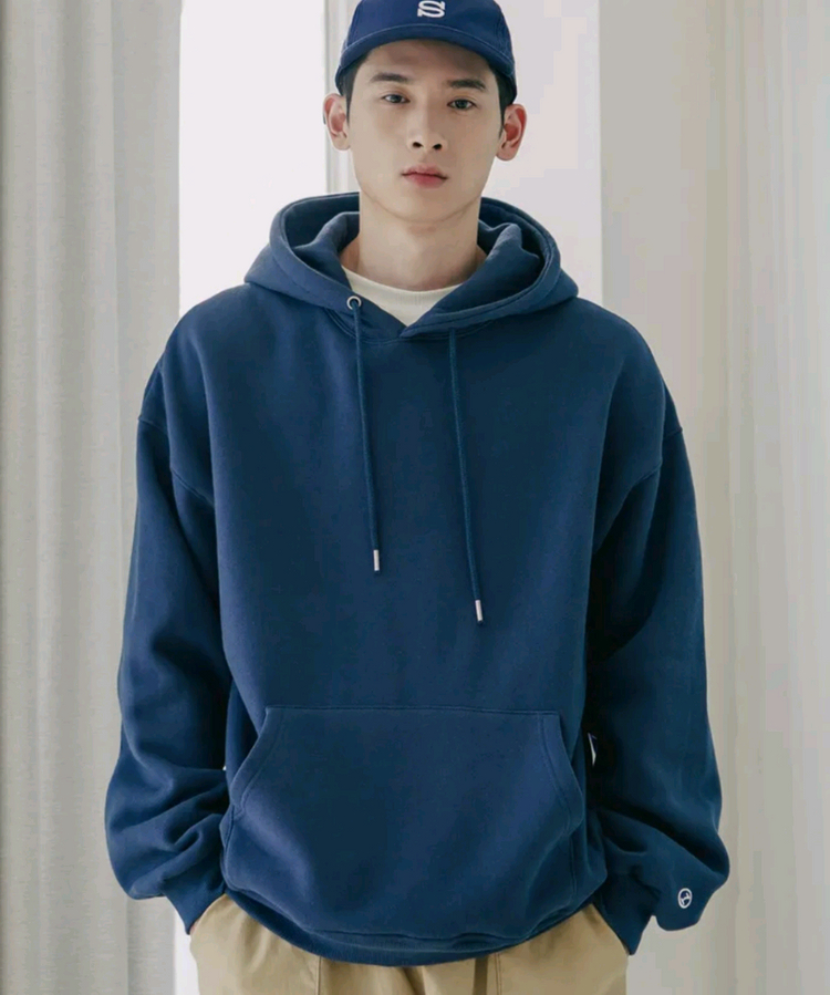 제멋 로그 오버핏 기모 후드 네이비 이미지