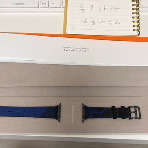 애플워치 에르메스 점핑 싱글 투어 40mm 누아르/블루 사피흐 이미지