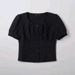 스파오 시어서커 셔링 블라우스