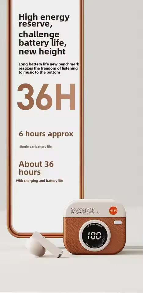 [새상품] 레트로디자인 블루투스 5.4 무선 이어폰 충전레벨 표시 이미지