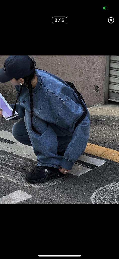 트리밍버드 데님 스웻 셋업 이미지