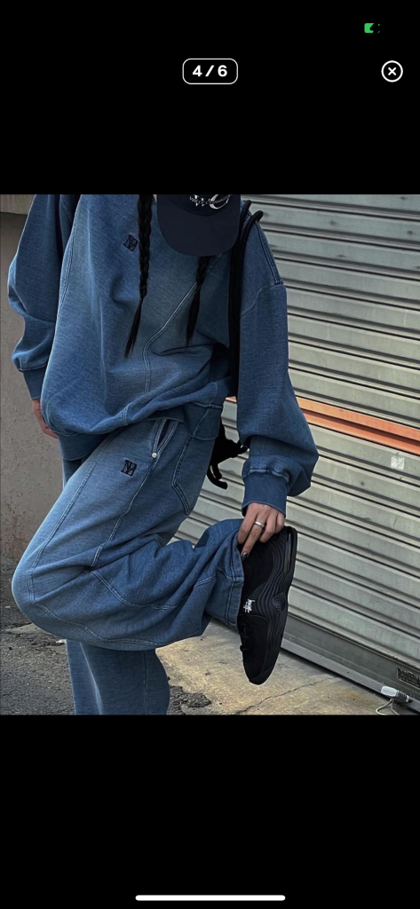 트리밍버드 데님 스웻 셋업 이미지