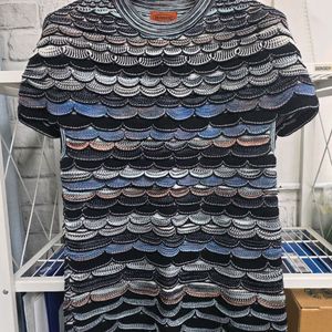 미쏘니 여성 니트반팔티 55~슬림66 스캘럽 니트 WM42 이미지