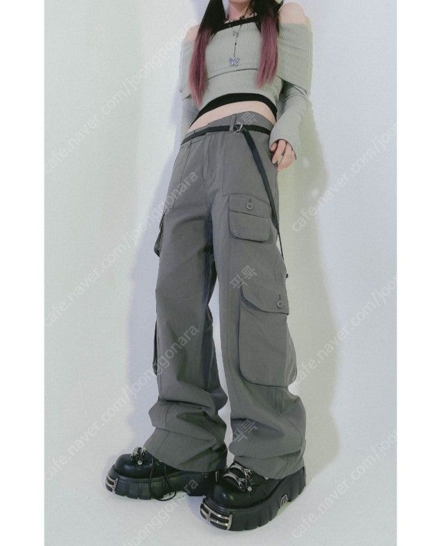 새상품 스트릿 캐주얼 포켓 와이드팬츠 카고바지--3