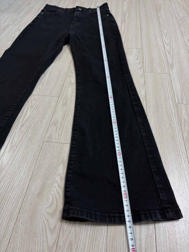 단면측정ㅇ,2회착용) ykk자크 신축성ㅇ 허리밴딩 검정 하이웨스트 부츠컷 바지 66-66반--2