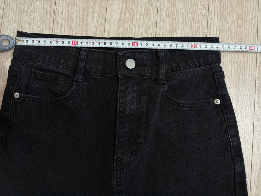 단면측정ㅇ,2회착용) ykk자크 신축성ㅇ 허리밴딩 검정 하이웨스트 부츠컷 바지 66-66반--3