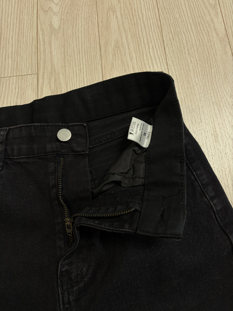 단면측정ㅇ,2회착용) ykk자크 신축성ㅇ 허리밴딩 검정 하이웨스트 부츠컷 바지 66-66반--8