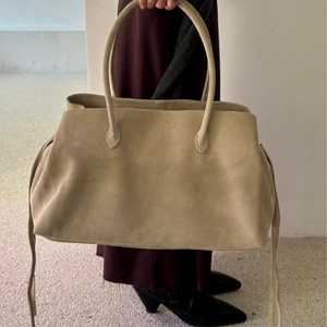 스웨이드 베이지 숄더 토트백