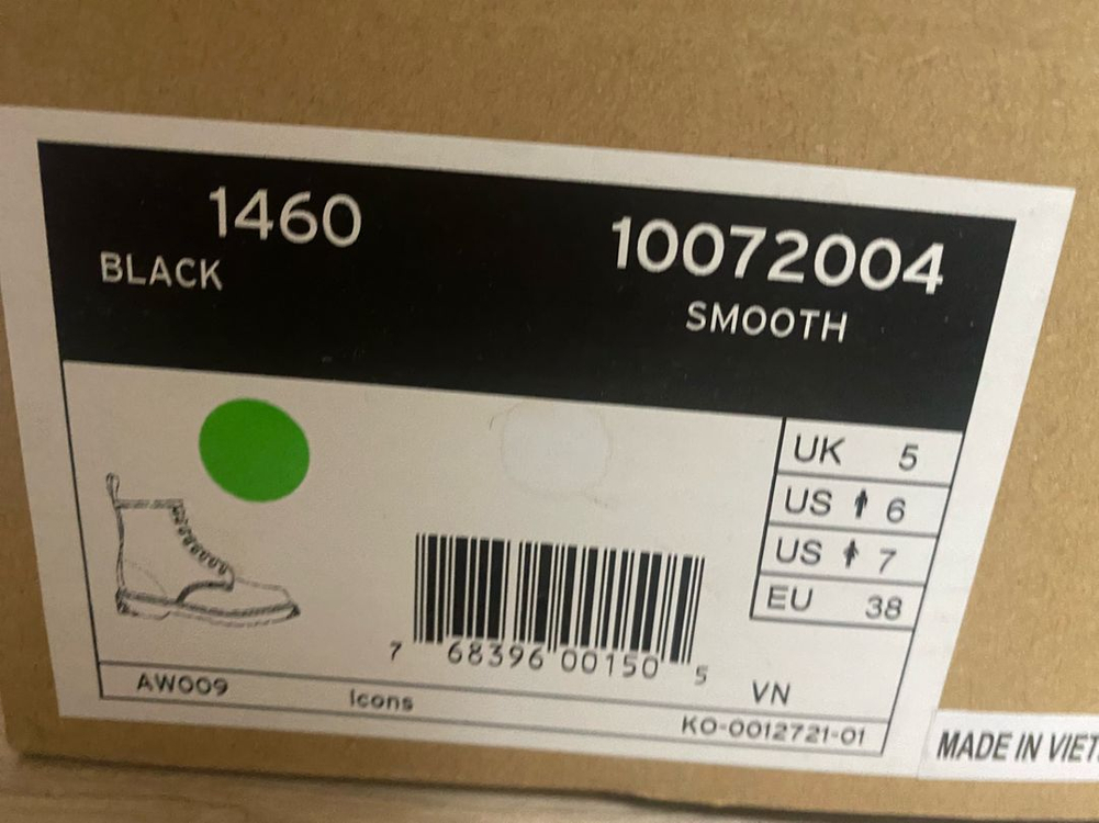 닥터마틴 1460 스무스 블랙 8홀 부츠(EU38) 이미지