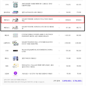 [개인] 고사양 컴퓨터 화이트 풀셋 팝니다~9800x3d / RTX5080 aorus master ice 이미지