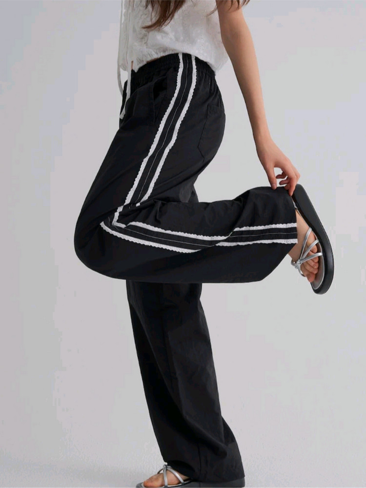 [에잇세컨즈] 레이스 배색 팬츠 블랙 (165821AQ15)--3