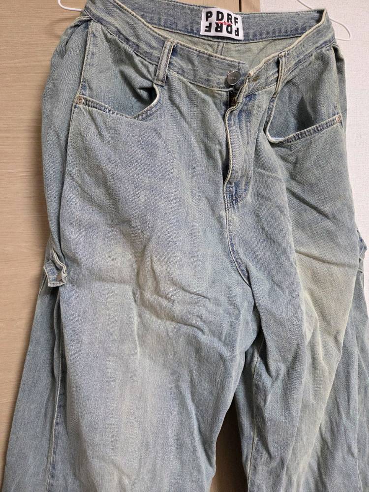 [판도라핏] 빈티지 카고 와이드 청바지--1