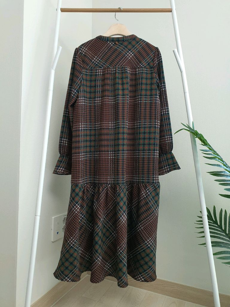 써스데이아일랜드 스판 체크원피스 이미지