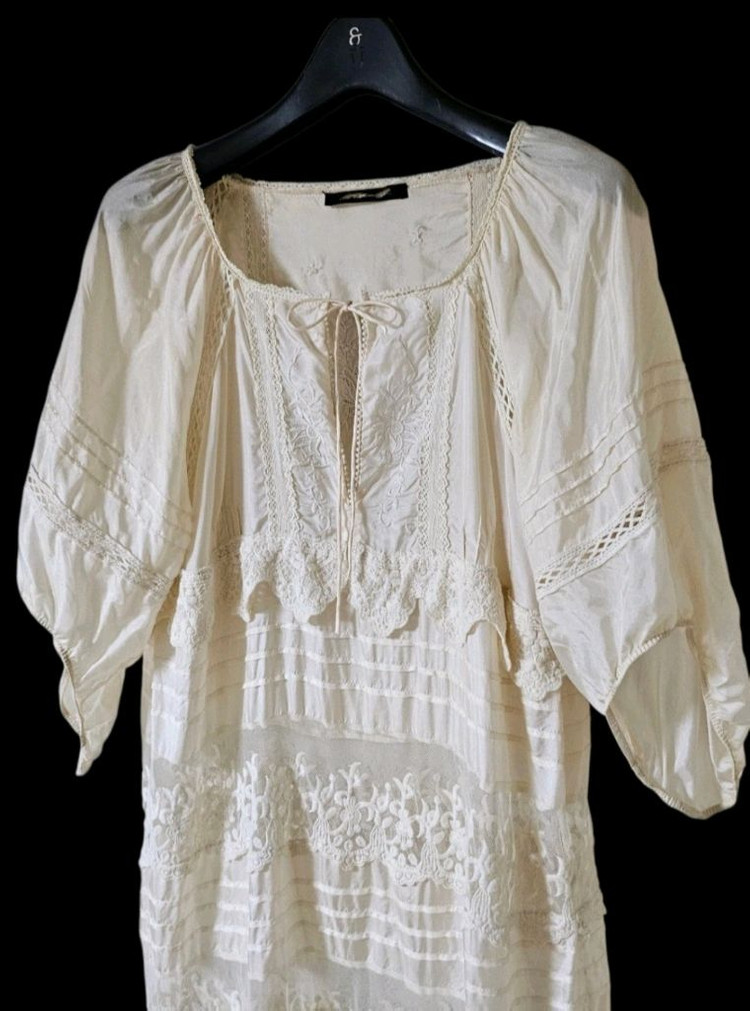 여리핏 | 아이보리 레이스 벌룬 블라우스 이미지