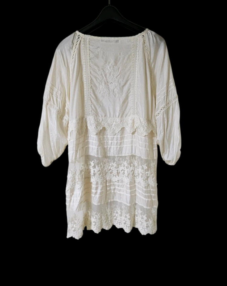 여리핏 | 아이보리 레이스 벌룬 블라우스 이미지