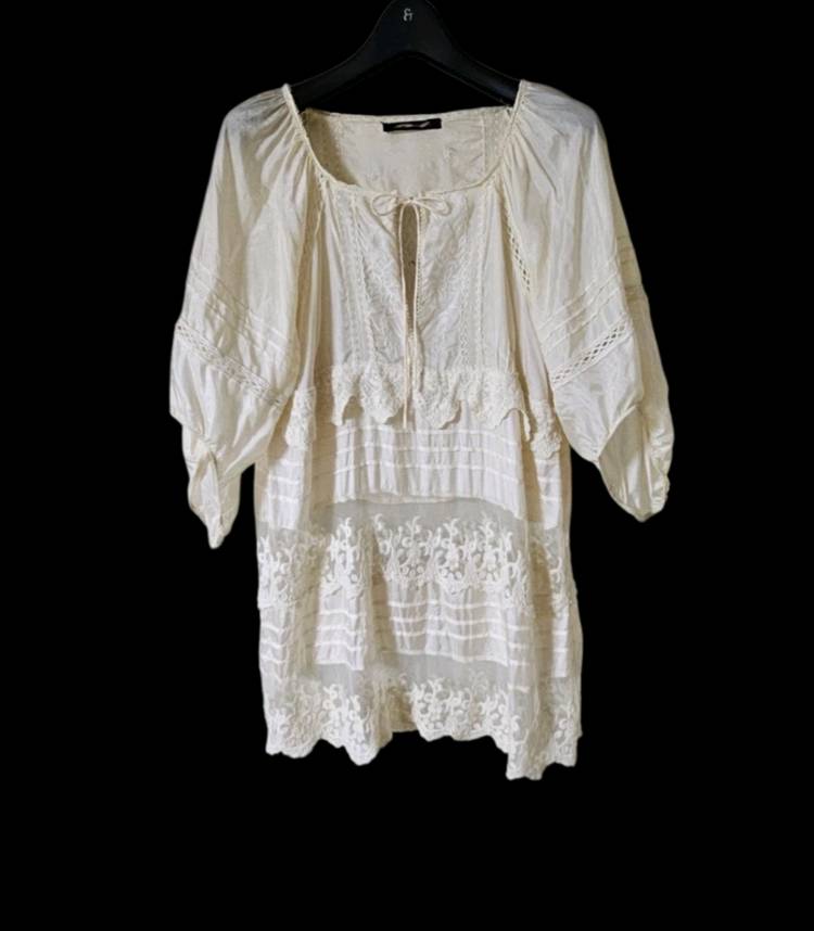 여리핏 | 아이보리 레이스 벌룬 블라우스 이미지