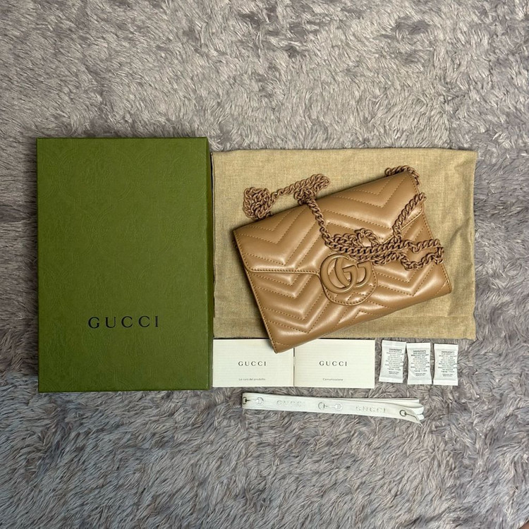 [풀구성] 구찌 GG 마몬트 마틀라세 미니 체인백 핑크베이지 이미지