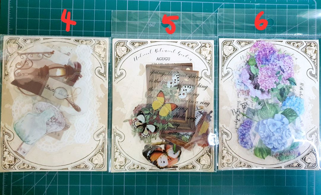 (처분) 다꾸 빈티지 pet 식물꽃스티커 4종 이미지