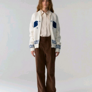 새상품) 드파운드 헤비 자카드 집업 니트 파랑새 가디건 카리나 이미지