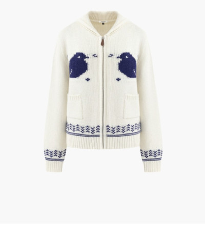 새상품) 드파운드 헤비 자카드 집업 니트 파랑새 가디건 카리나 이미지