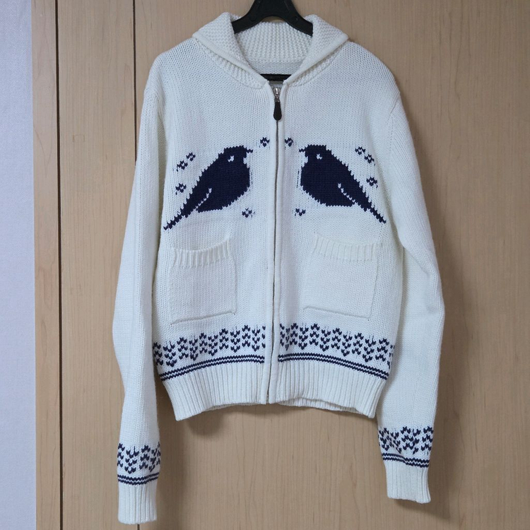새상품) 드파운드 헤비 자카드 집업 니트 파랑새 가디건 카리나 이미지