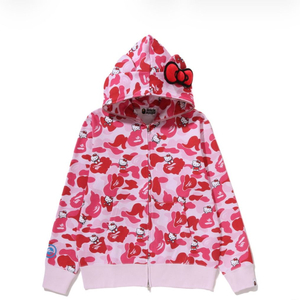 (W) 베이프 x 산리오 캐릭터즈 헬로 키티 카모 풀 집 후드 핑크 S 이미지