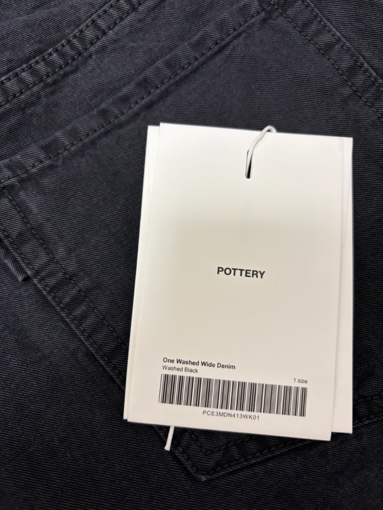 포터리 / 원 워시드 와이드 데님 워시드 블랙/ 1 사이즈 판매합니다--4