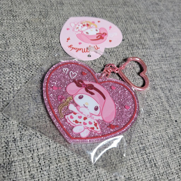 산리오 마이멜로디 마멜 발렌타인 하트 글리터 키링 이미지