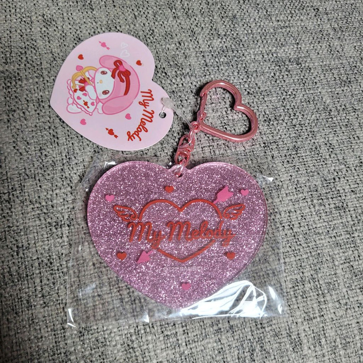 산리오 마이멜로디 마멜 발렌타인 하트 글리터 키링 이미지
