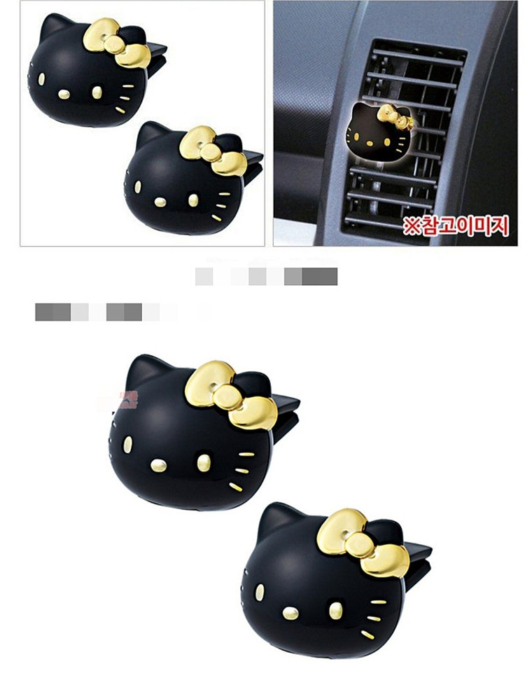 헬로키티 자동차 시트커버 차량용품 신제품 블랙 골드 매쉬 통기성 사계절용 커버 대형 룸미러세트 #상태 깨끗함# 이미지