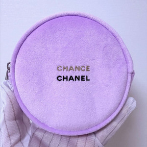 샤넬 샹스 퍼플 라운드 벨벳 화장품 파우치 이미지