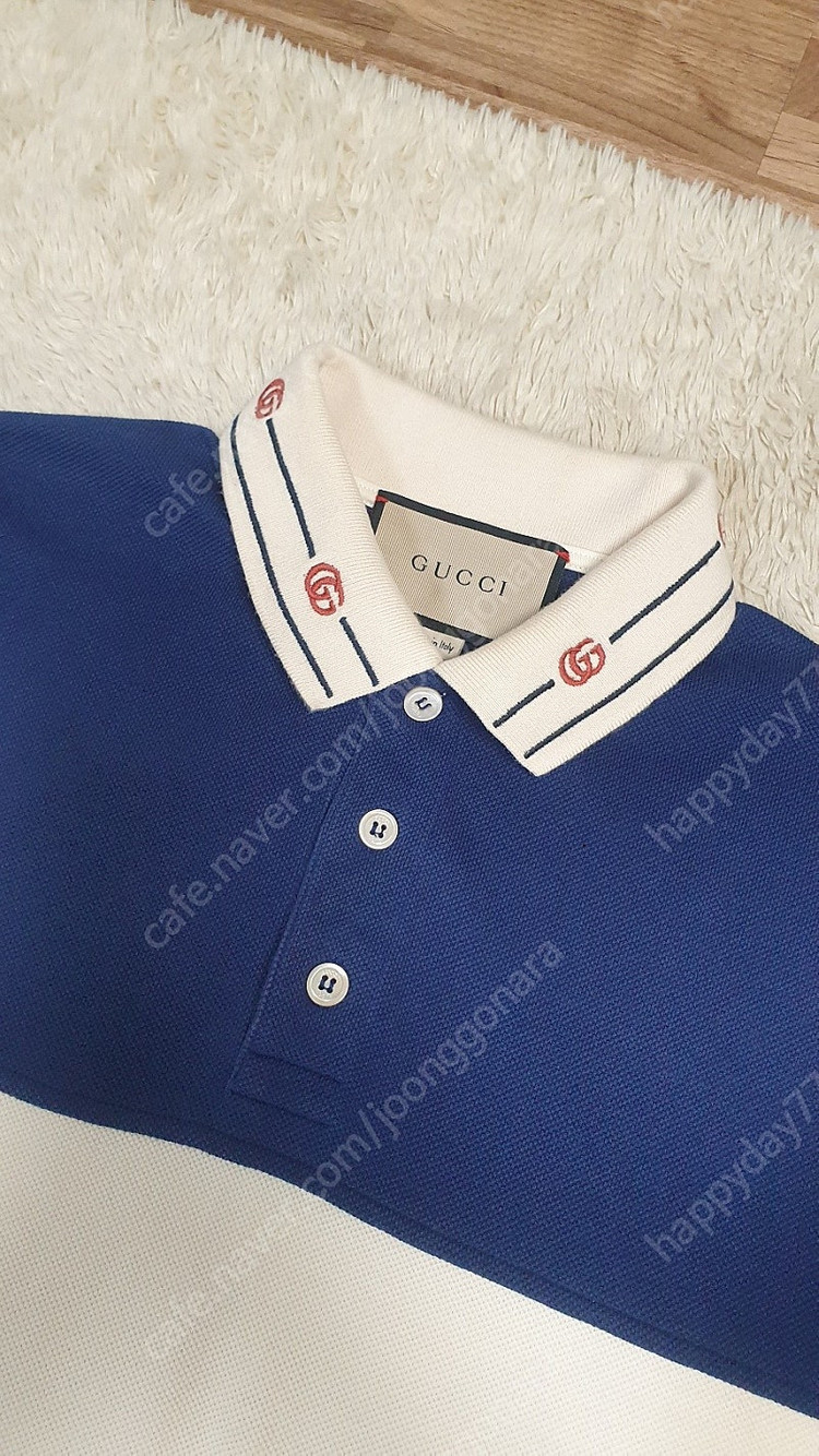 [사이즈S] 정품 구찌 자수 카라 반팔티셔츠 새것수준 이미지