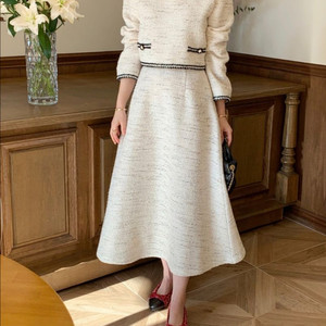 바이씨니 제작 아이린 트위드 블라우스+스커트 라지 아이 셋업 이미지