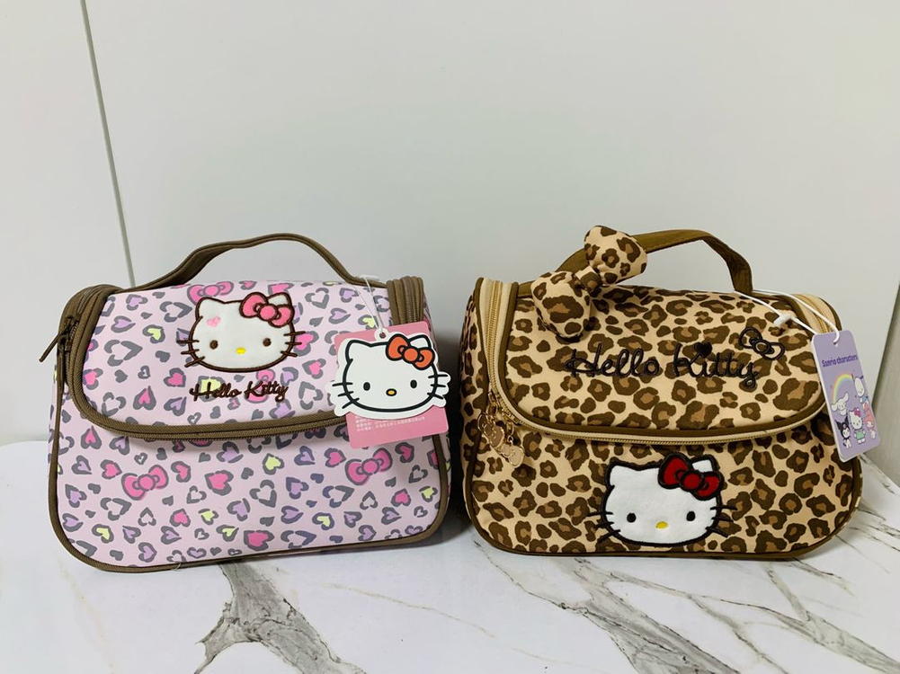 (2개일괄가격) 산리오 헬로키티 레오파드 호피 파우치 가방 핑크/브라운 이미지