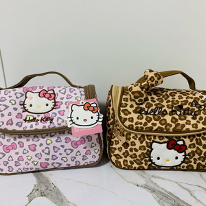 (2개일괄가격) 산리오 헬로키티 레오파드 호피 파우치 가방 핑크/브라운 이미지