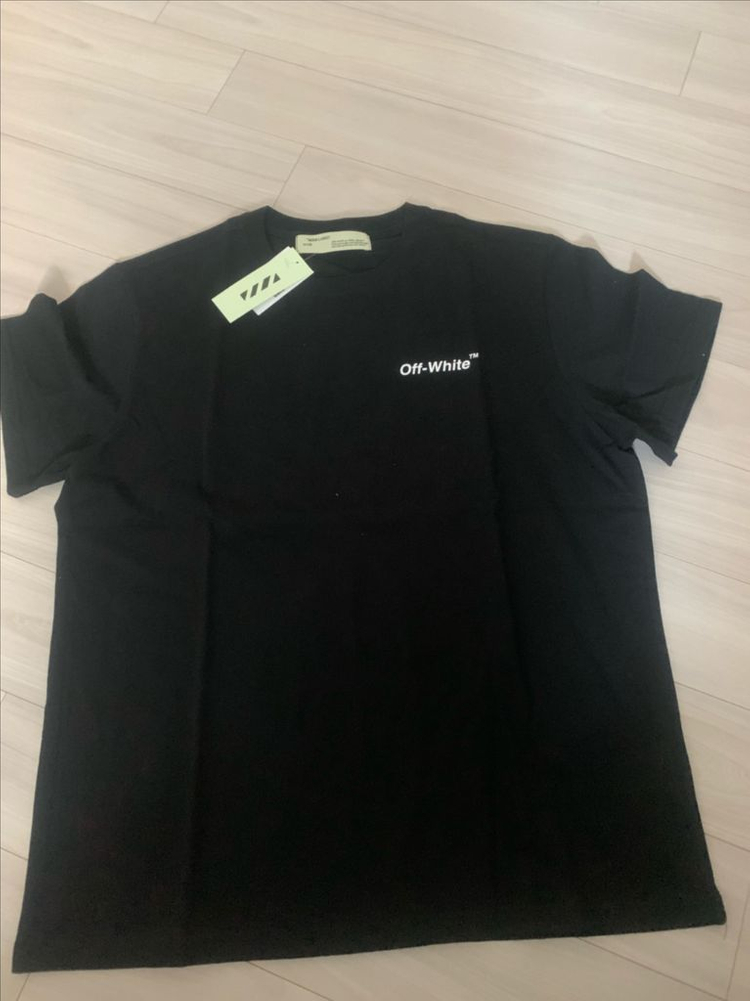 오프화이트 반팔 티셔츠 블랙 L 새상품 이미지
