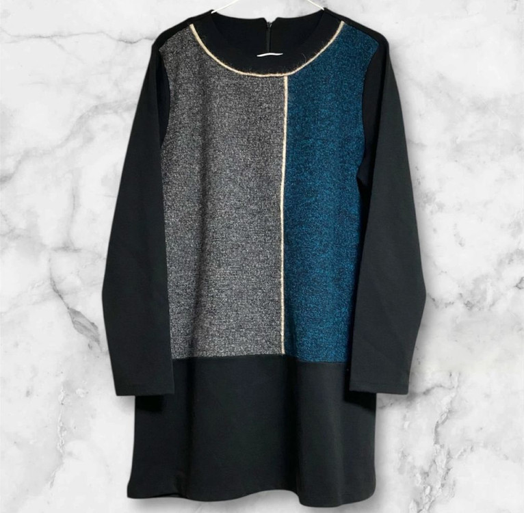 거의 새상품 모 혼방 소재 배색 블라우스/티 77 사이즈(100) 이미지