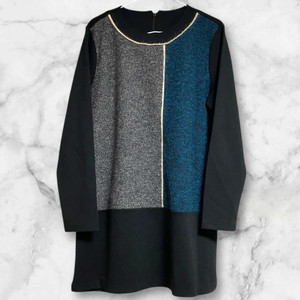 거의 새상품 모 혼방 소재 배색 블라우스/티 77 사이즈(100) 이미지