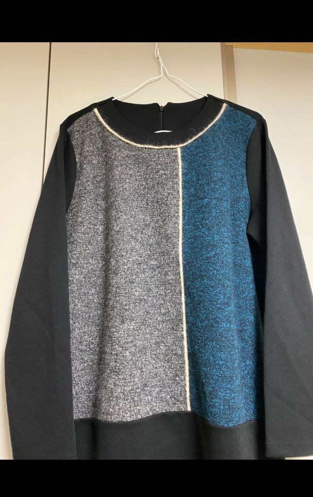 거의 새상품 모 혼방 소재 배색 블라우스/티 77 사이즈(100) 이미지